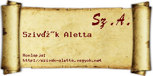 Szivák Aletta névjegykártya